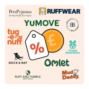 Logos of partner discount brands for PitPat LIFE™ members including Ruffwear, YuMove, Mud Daddy, tug-e-nuff and more