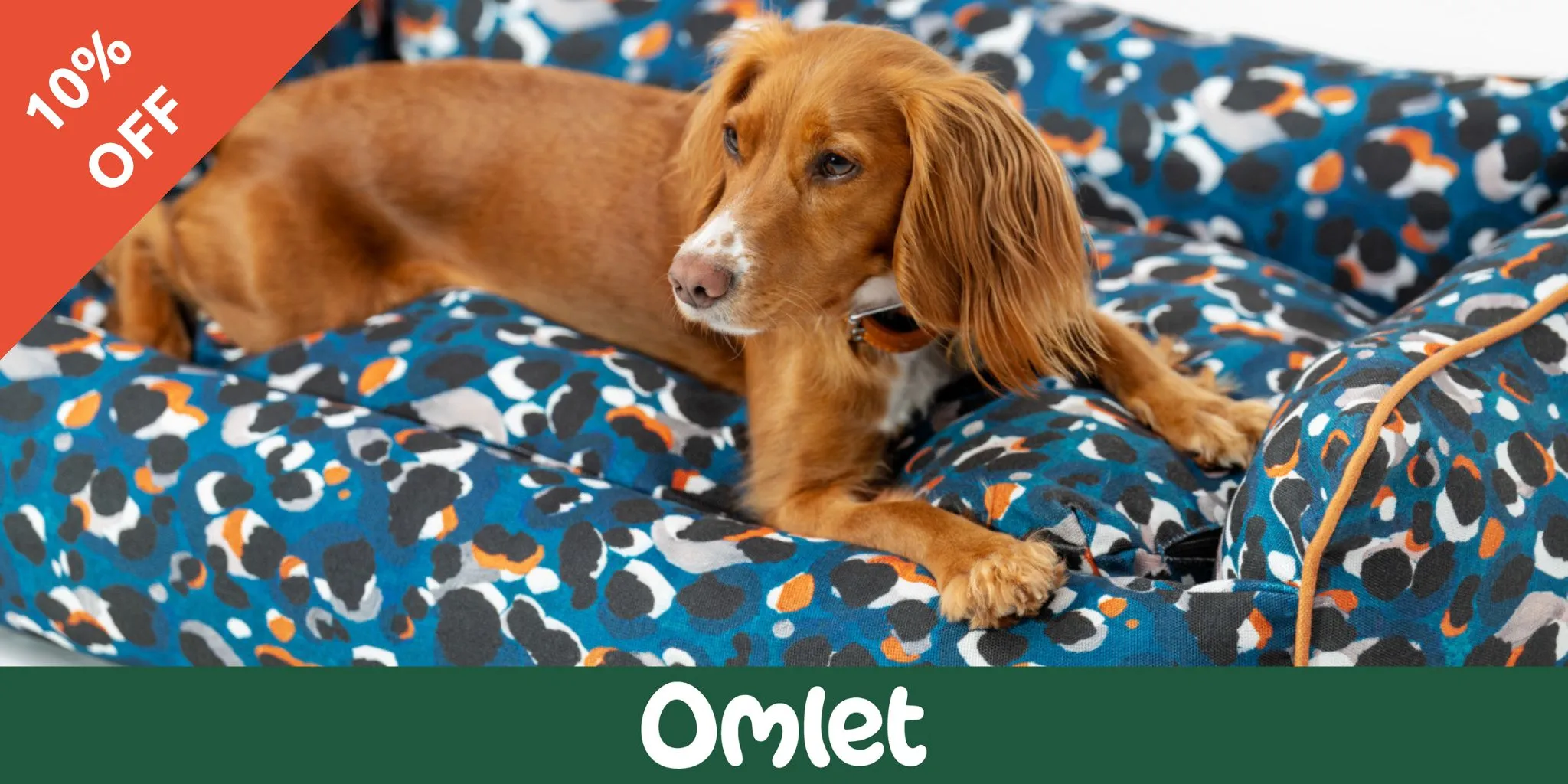 Omlet dog beds in blue leopard print with dog